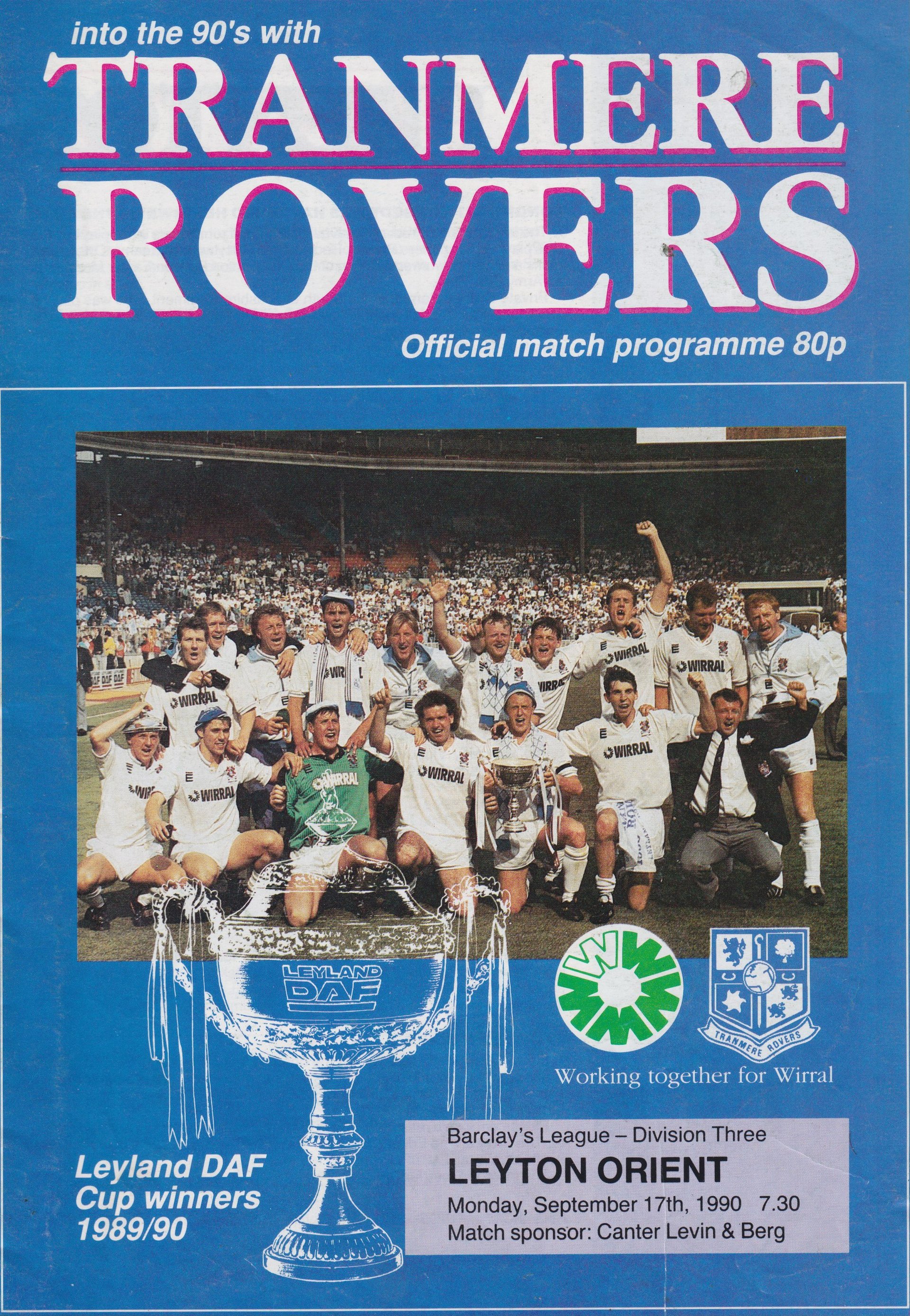 Tranmere Rovers v Leyton Orient match programme